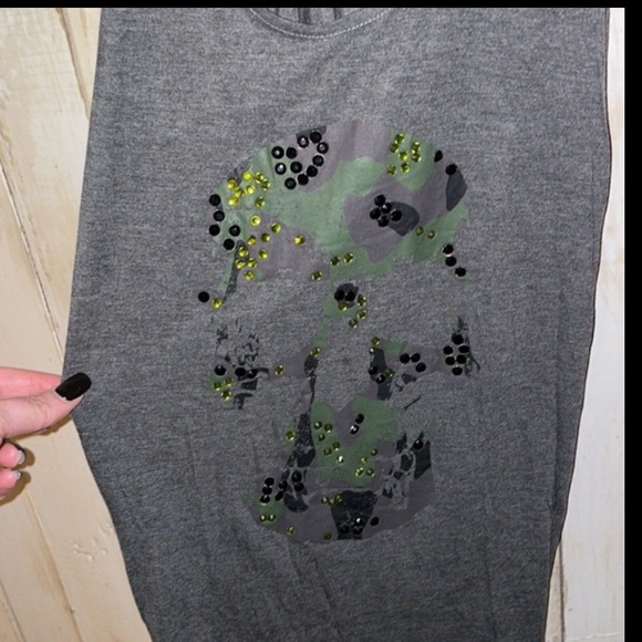 HAUTE HIPPIE camo skull racerback tank top - Picture 3 of 5